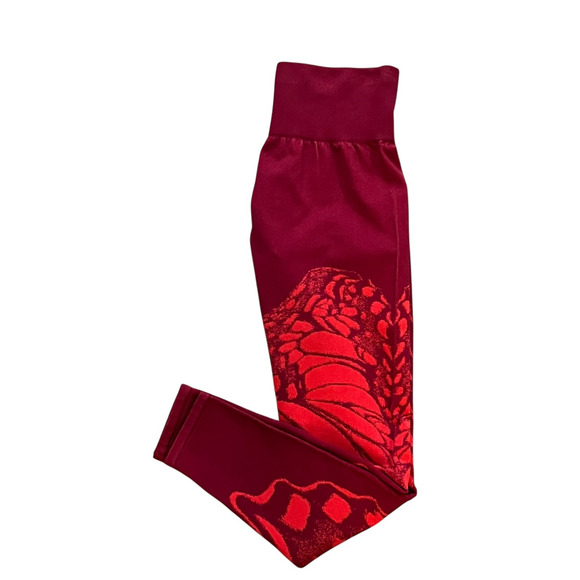 Fabletics Burgundy Butterfly High Waisted Leggings - Medium - EUC - Picture 1 of 7